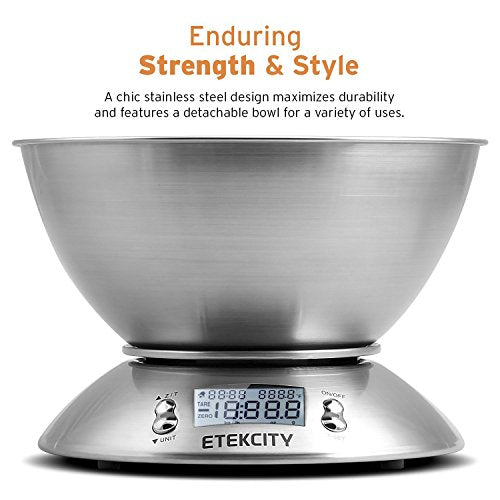 Food Scale with Bowl (Stainless Steel-Silver / 11lb / 11lb)