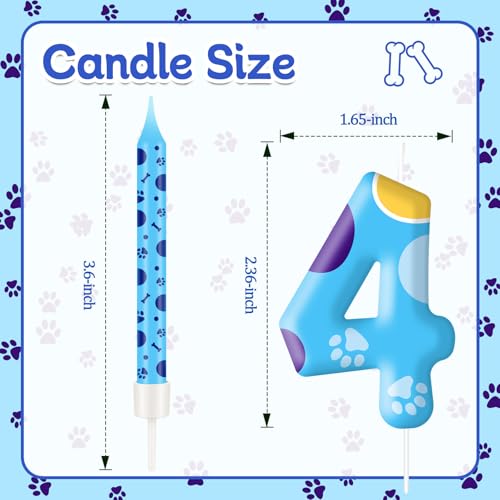 13PCS Blue Dog Paw Birthday Candles Set Cake Topper Numeral Birthday Candles for Boy Girl Dog Paw Decoration (13 Count)