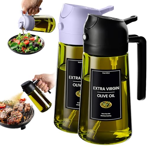 16oz 470ml Olive Oil Dispenser for Kitchen with Stickers (Light-Proof /w Stickers / Black&Purple)