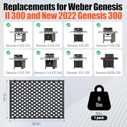 18.75" Dual Sided Diamond Sear Grill Grates for Weber Genesis II (18.9" x 13.4", 1 Pack)