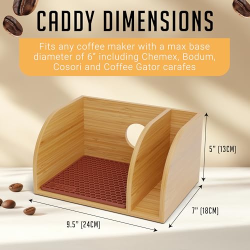 Pour Over Caddy with Lid for Chemex Bodum Cosori Coffee Makers Brown (Brown-1)