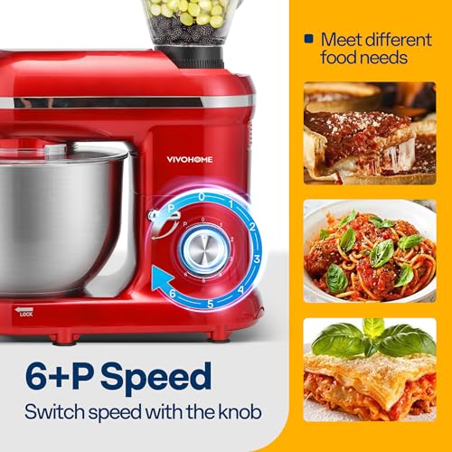 3-in-1 Stand Mixer, 6-Quart Tilt-Head Mixer, 10 Speeds, Red (3-in-1 / Red)