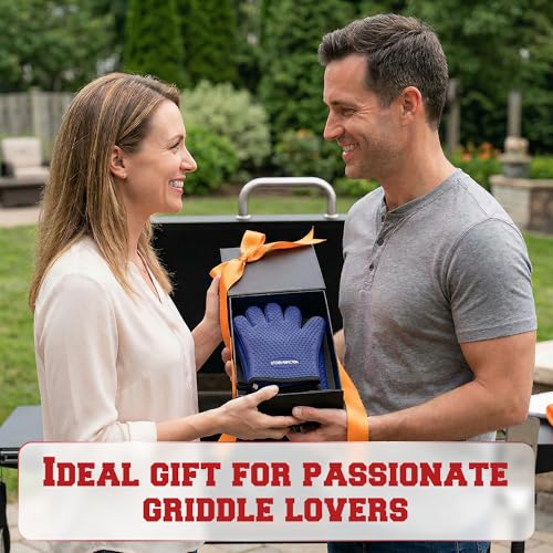 Silicone Griddle Grill Gloves Heat Resistant Oven Mitts (True Blue / One Size)