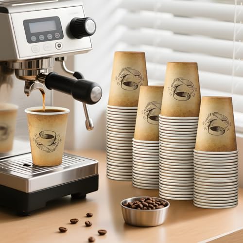 300 Pack 12oz Disposable Paper Coffee Cups Retro Design (12OZ-300)