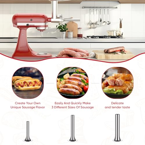 Meat Grinder for KitchenAid Mixer (Silver)