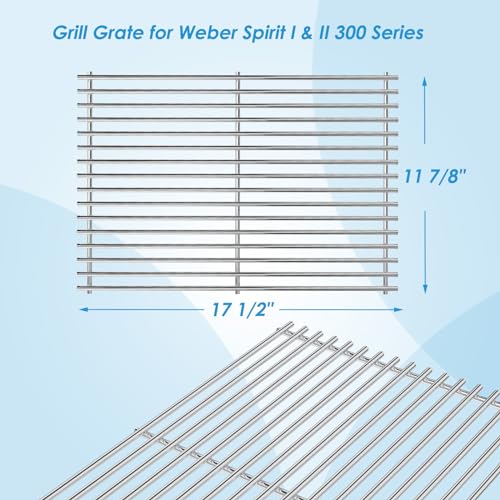 7639 17.5" Grill Grates Replacement for Weber GS4 Spirit II 300 Series (17 1/2" x 11 7/8"SS)
