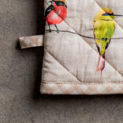 Maison d'Hermine Oven Gloves 100% Cotton Oven Mitt (003 - Birdies on Wire / 7.5" x 13" (Oven Mitt))