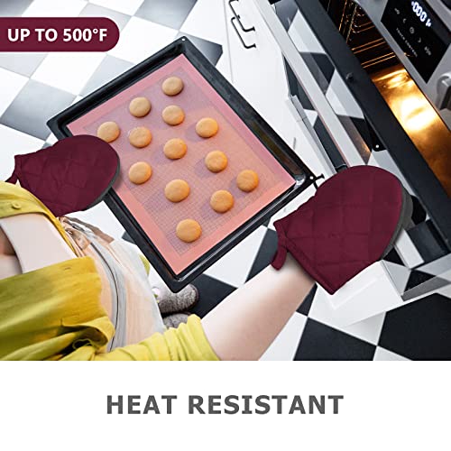 1 Pair Short Oven Mitts (Dark Red)