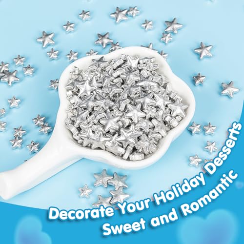 Edible Star Sprinkles (Silver Star)