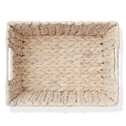 Set of 4 Water Hyacinth Storage Baskets with Handles (Whitewash - Hyacinth)