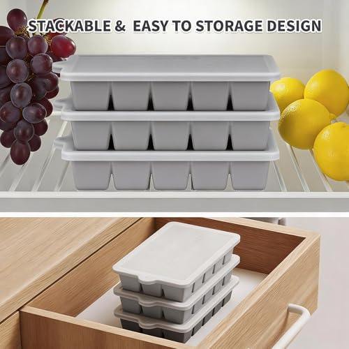 Silicone Ice Cube Tray 2 Pack (Ice Cube Tray 2 Pack / Gray+Gray)