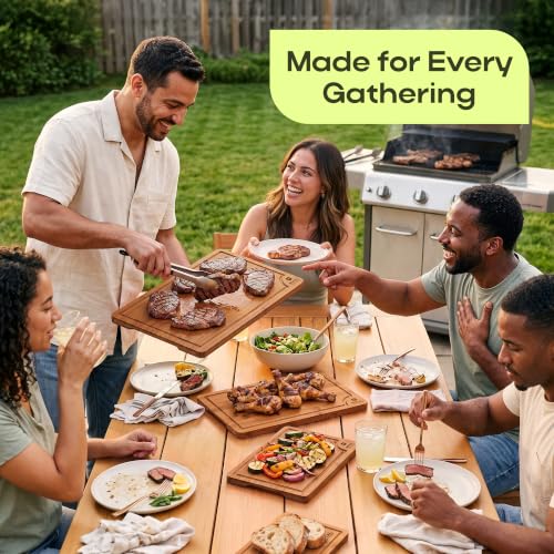 Wooden Cutting Boards for Kitchen Meal Prep & Serving (4-Piece / Brown)