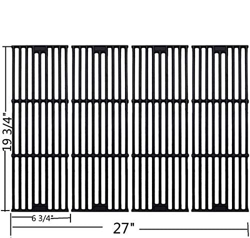 C6505A(4-Pack) 19 3/4" Cast Iron Cooking Grid Grates Replacement for Chargriller 2121, 2123, 2222, 2828, 3001, 3008, 3030, 3725, 4000, 4208, 5050, 5072, 5252, 9020 (4 Cast Iron)