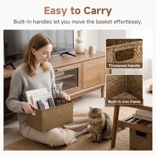 Wicker Baskets for Storage (Natural (Seagrass) / 2x 13"L x 8"W x 7"H)