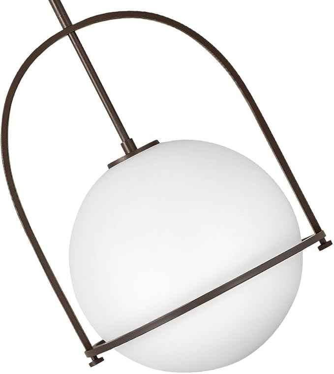 Hinkley Somerset 3405KZ Large Hanging Pendant Light, Etched Opal Glass Globe, for Even or Sloped Ceilings, Customize Installation Height, Buckeye Bronze