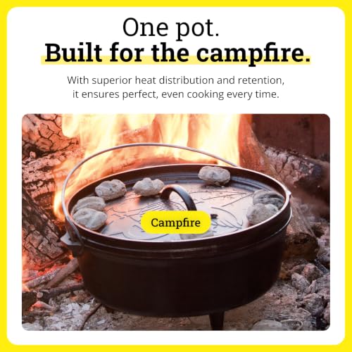 Pre Seasoned Cast Iron Camp Dutch Oven (6 Quart / Boy Scouts)