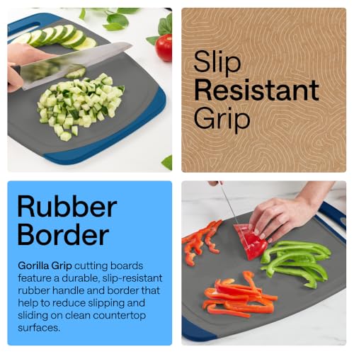 BPA Free Reversible Kitchen Cutting Board (Gray/Blue / Large (Pack of 3))