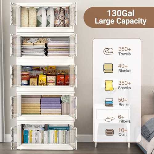345Qt Stackable Storage Bins with Individual Lids & Wheels (White / 115Qt-3Pack)