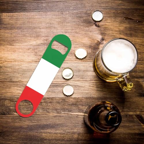 Ltaly Flag Stainless Steel Bottle Opener Green White Red Italian Country Flag Flat Beer Bottle Opener Keychain for Home Kitchen Bar Restaurant Party Birthday Gift (Ltaly Flag)