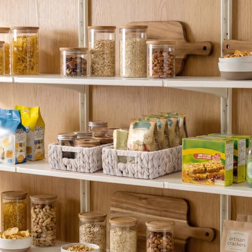 Wicker Baskets for Storage (White (Water Hyacinth) / 2x 11¼"L x 7½"W x 3½"H)