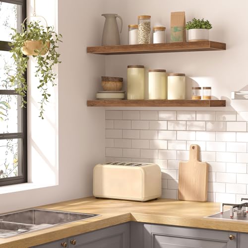 Floating Shelves for Wall (Rustic Brown / 31.5 Inches)