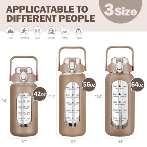 56oz Glass Water Bottles with Straw (Amber / 56 Ounces)