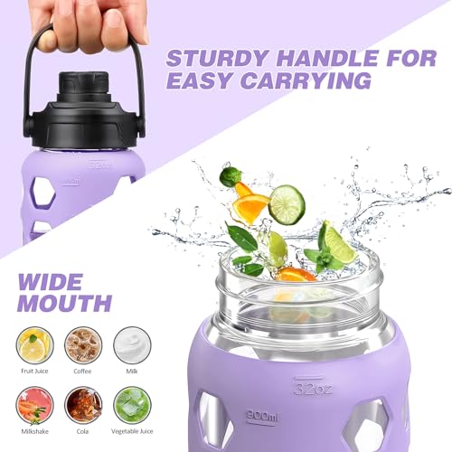 Glass Water Bottle (Purple / 32 Ounces)