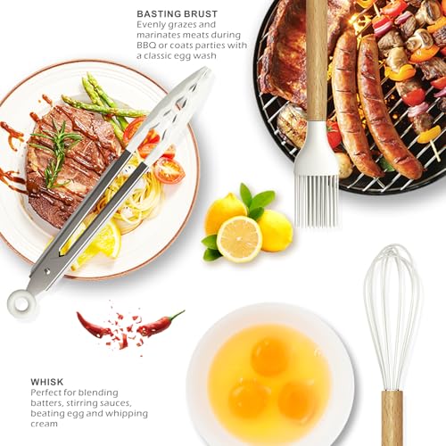 Silicone Cooking Utensils Set (Cream White)