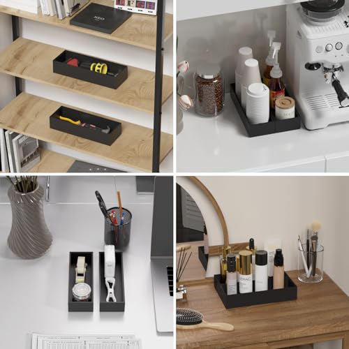 Bamboo Kitchen Drawer Organizer (10 x 3.5 x 2 Inch / Black)