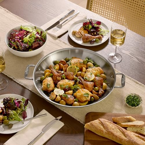 D3® Stainless Steel 14 inch Paella Pan (14 Inch Paella Pan)