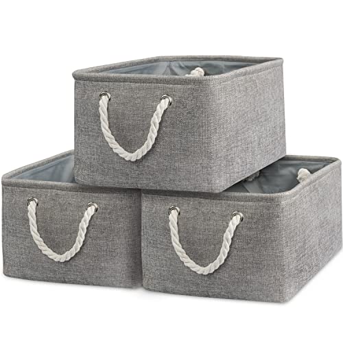 Storage Bins for Organization (Grey / Large-3 Pack)