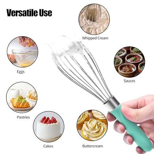 18 8 Stainless Steel Balloon Whisk for Cooking (S / Aqua Sky)