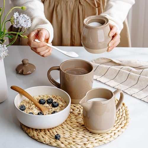 Ceramic 10oz Sugar Bowl & 13oz Creamer Set