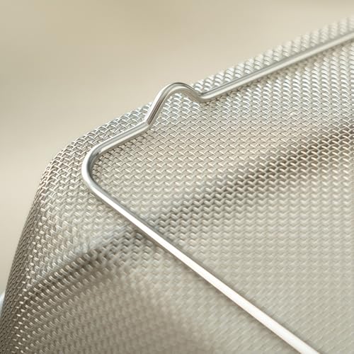 18 8 Stainless Steel Fine Mesh Strainer Basket with Feet (11.02 inch / Sleek Square)