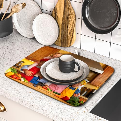 Custom Personalized Dish Drying Mat for Kitchen Counter 16 X 18 In (Custom Colorful / 18" x 16")