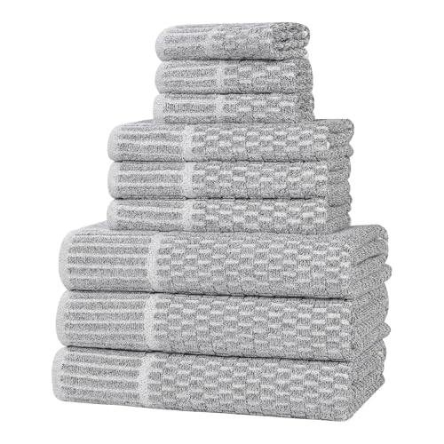Juno Viscose Cotton Blend Medium Weight Towels (9 Piece Towel Set / Charcoal)
