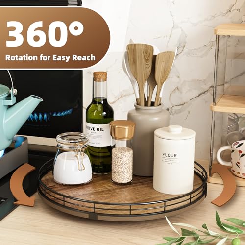 Acacia Wood 13" Lazy Susan Turntable Organizer for Table Top