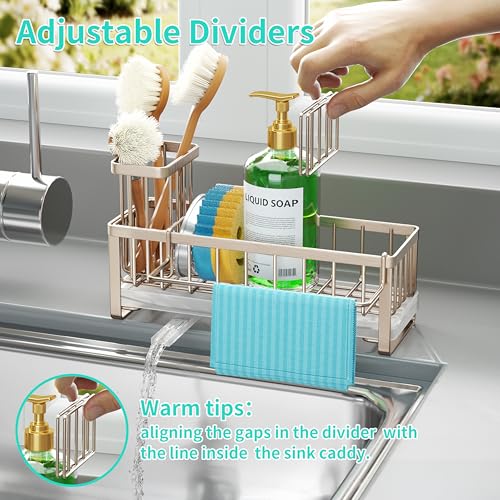 Sponge Holder for Kitchen Sink (Brushed Nickel / with Dishcloth Holder)