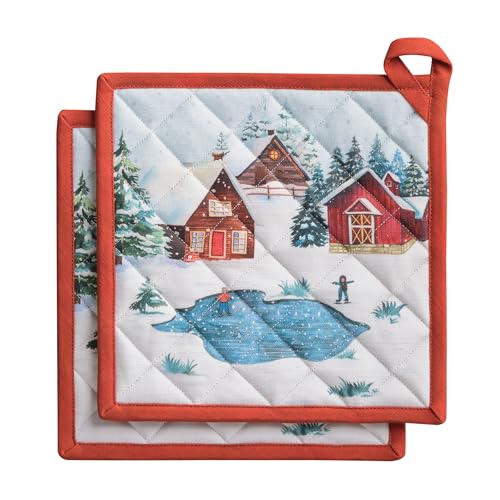 Pot Holders 100% Cotton Potholders (125 - Megeve / 8" x 8" (Pot Holder Pack of 2))