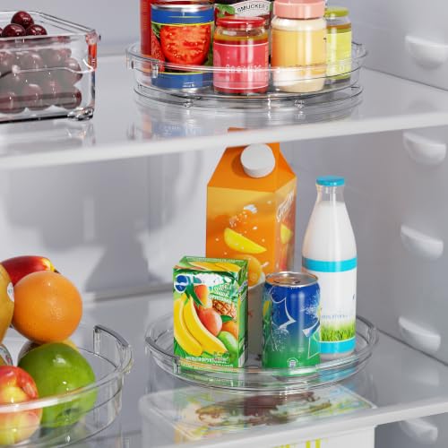 4 Pack Lazy Susan Organizer Turntable for Cabinet (Clear / 4 Pack 10.6in+9in)