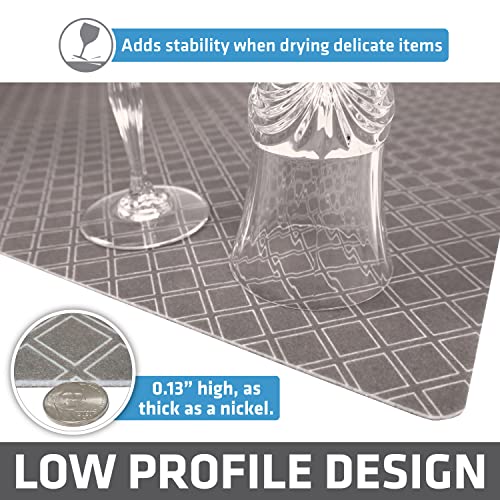 Jumbo XL Dish Drying Mat (Taupe Diamond Squares / 19" x 24")