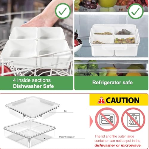 Snackle Box Container (Square / White-4 Compartments)