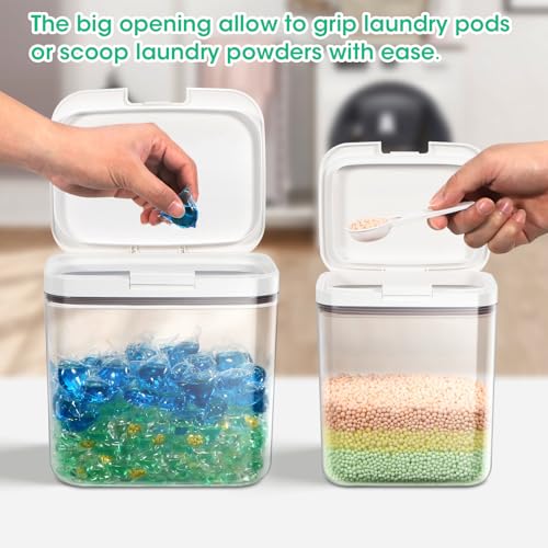 2 Pack Laundry Pods Container with One (2.1Qt+2.9Qt -Rectangle)