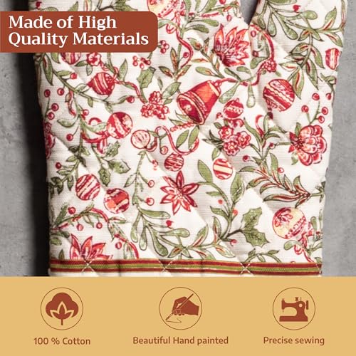 Maison d'Hermine Oven Gloves 100% Cotton Oven Mitt (051 - Reveillon Au Jardin / 7.5" x 13" (Oven Mitt))