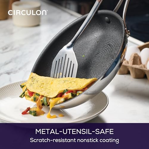 C1 Series Clad Stainless Steel with ScratchDefense Technology Cookware Nonstick Induction Frying Pans (Set (8.5-Inch, 10-Inch & 12.5-Inch))