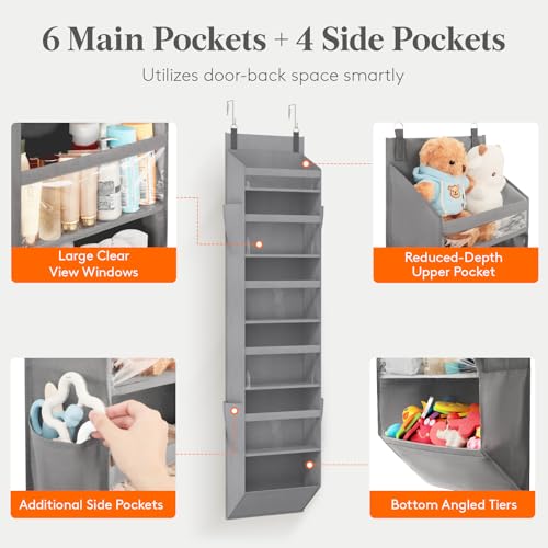 1 Pack Over the Door Organizer (Gray / 6 section)