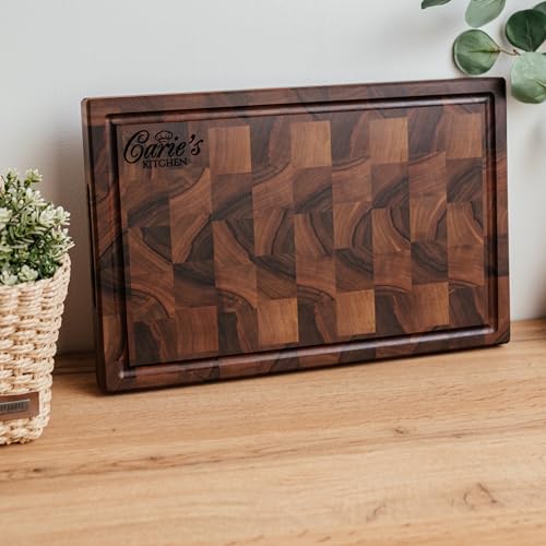 Handmade Personalized Walnut End Grain Cutting Board (15x9x2 Inches)