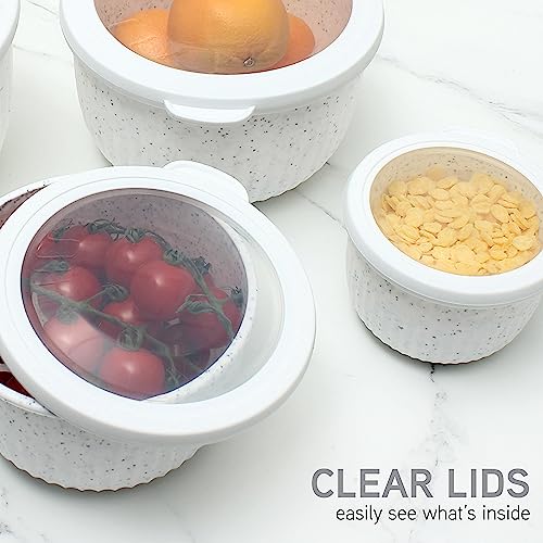 Prep Bowls with Lids (Speckled White / 8 Piece Set - Deep Bowls)