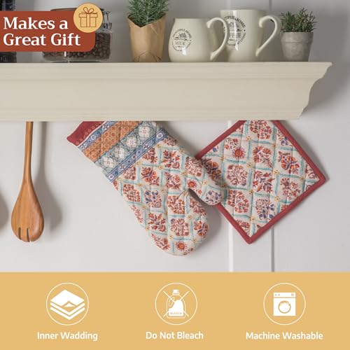 Maison d'Hermine Oven Gloves 100% Cotton Oven Mitt (025 - Romane / 7.5" x 13" (Oven Mitt))