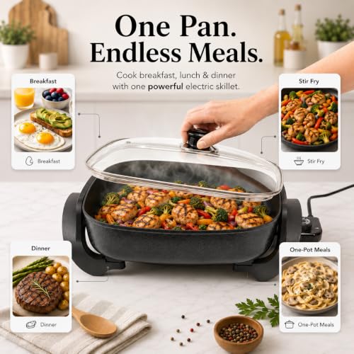 Square Electric Skillet with Lid (Square)